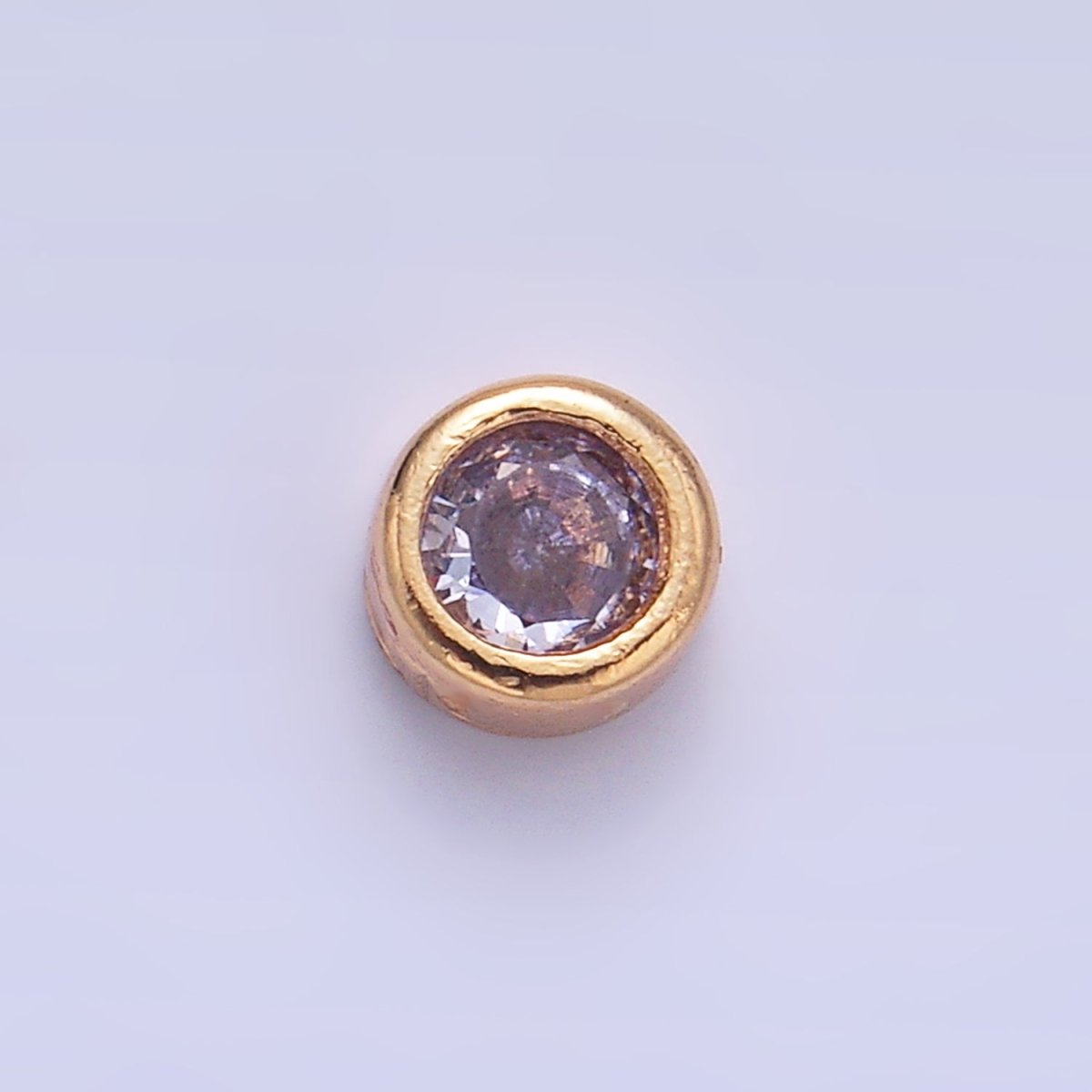 24K Gold Filled 4.2mm Clear, Purple Round CZ Bezel Bead | B114 B117 - DLUXCA