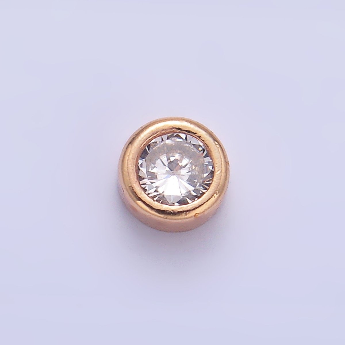 24K Gold Filled 4.2mm Clear, Purple Round CZ Bezel Bead | B114 B117 - DLUXCA