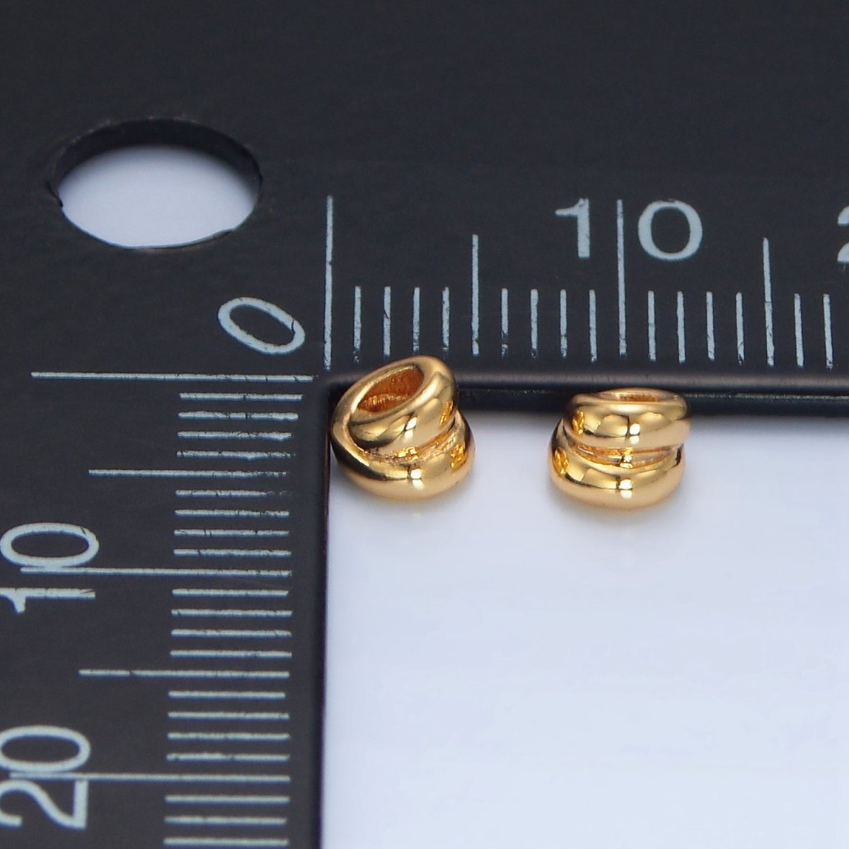 24K Gold Filled 4.5mm Double Band Minimalist Bead | B560 - DLUXCA