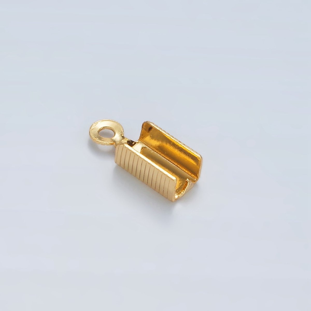 24K Gold Filled 4.5mm Lined Textured Fold Over Cord Crimp Findings | Z865 - DLUXCA