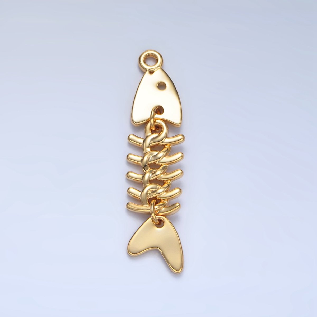 24K Gold Filled 45mm Minimalist Fish Skeleton Charm | X848 - DLUXCA