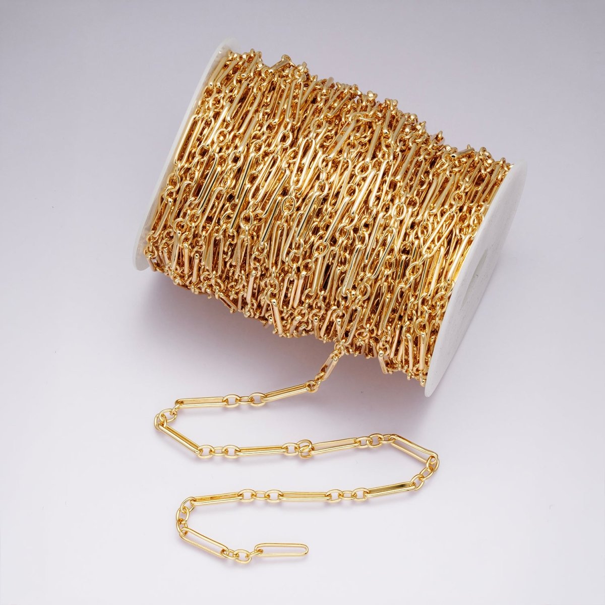 24K Gold Filled 4.8mm Minimalist Cable Paperclip Unfinished Chain by Yard | Roll - 01858 - DLUXCA