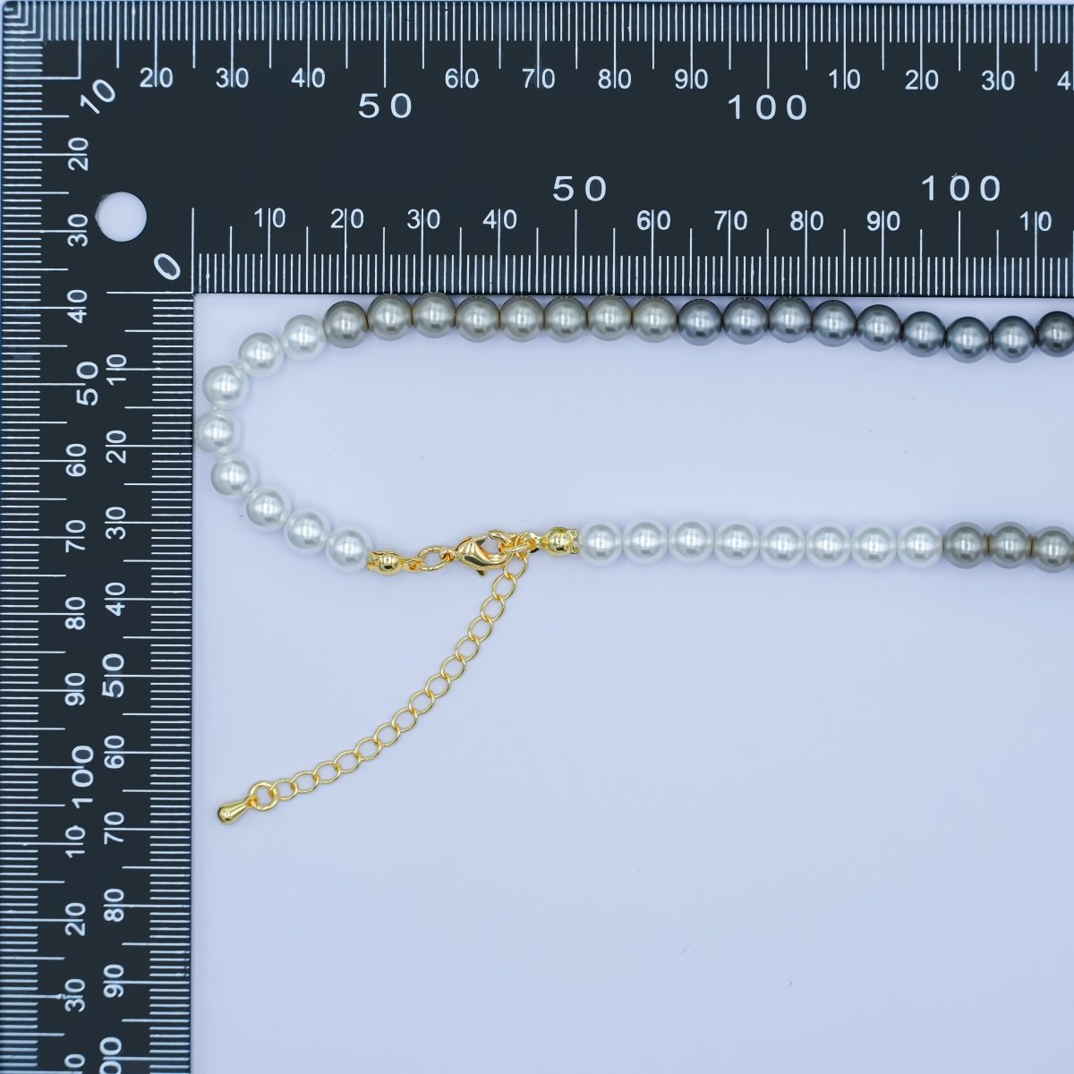 24K Gold Filled 4mm, 6mm Gradient White - Grey Shell Pearl 17 Inch Necklace | WA - 2794 WA - 2795 - DLUXCA