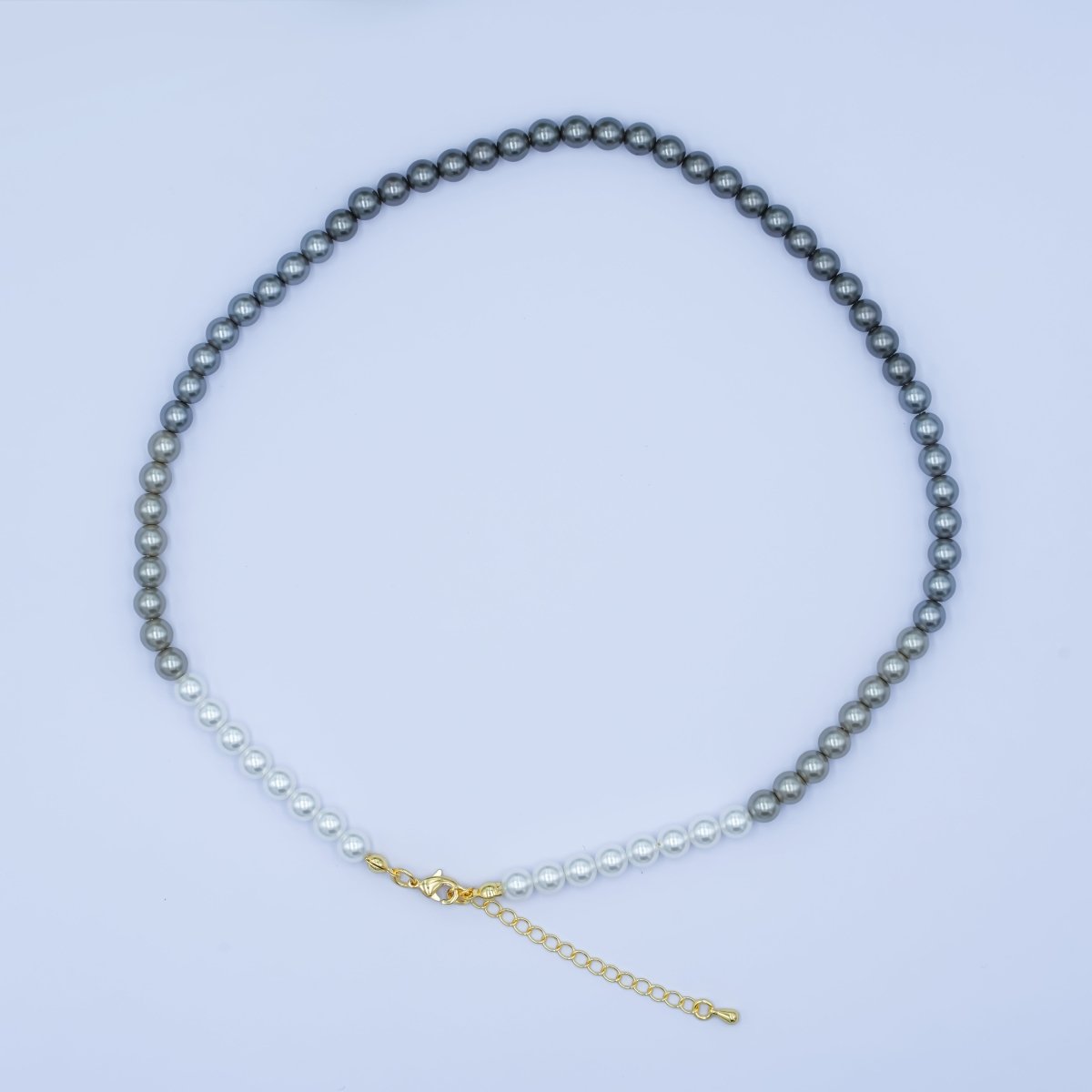 24K Gold Filled 4mm, 6mm Gradient White - Grey Shell Pearl 17 Inch Necklace | WA - 2794 WA - 2795 - DLUXCA