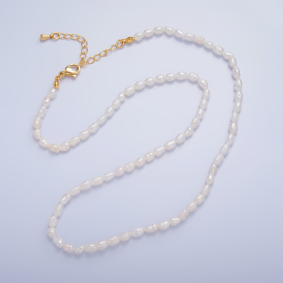 24K Gold Filled 4mm Freshwater Pearl 16 Inch Choker Necklace | WA - 2729 - DLUXCA