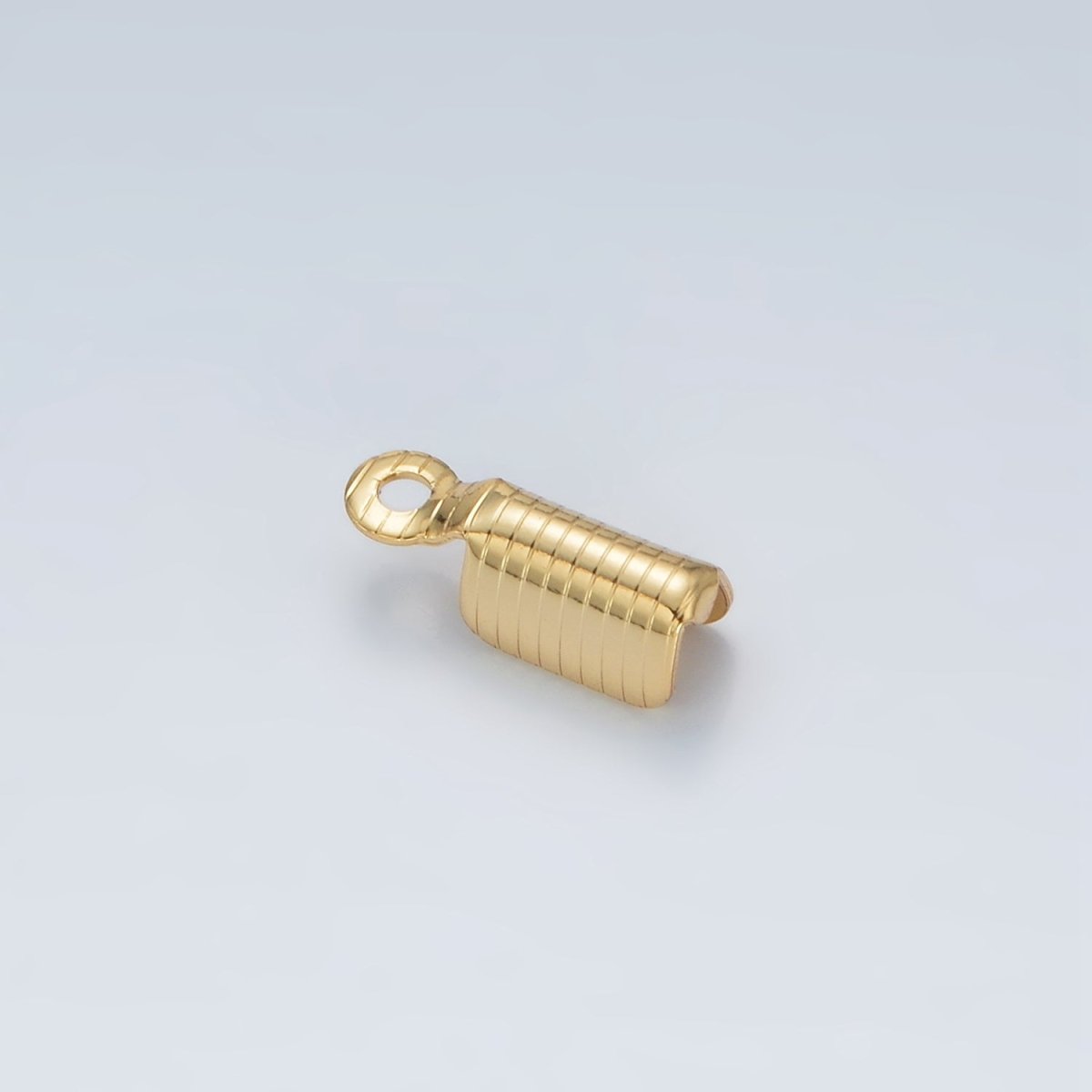 24K Gold Filled 4mm Lined Textured Fold Over Cord Crimp Findings | Z866 - DLUXCA