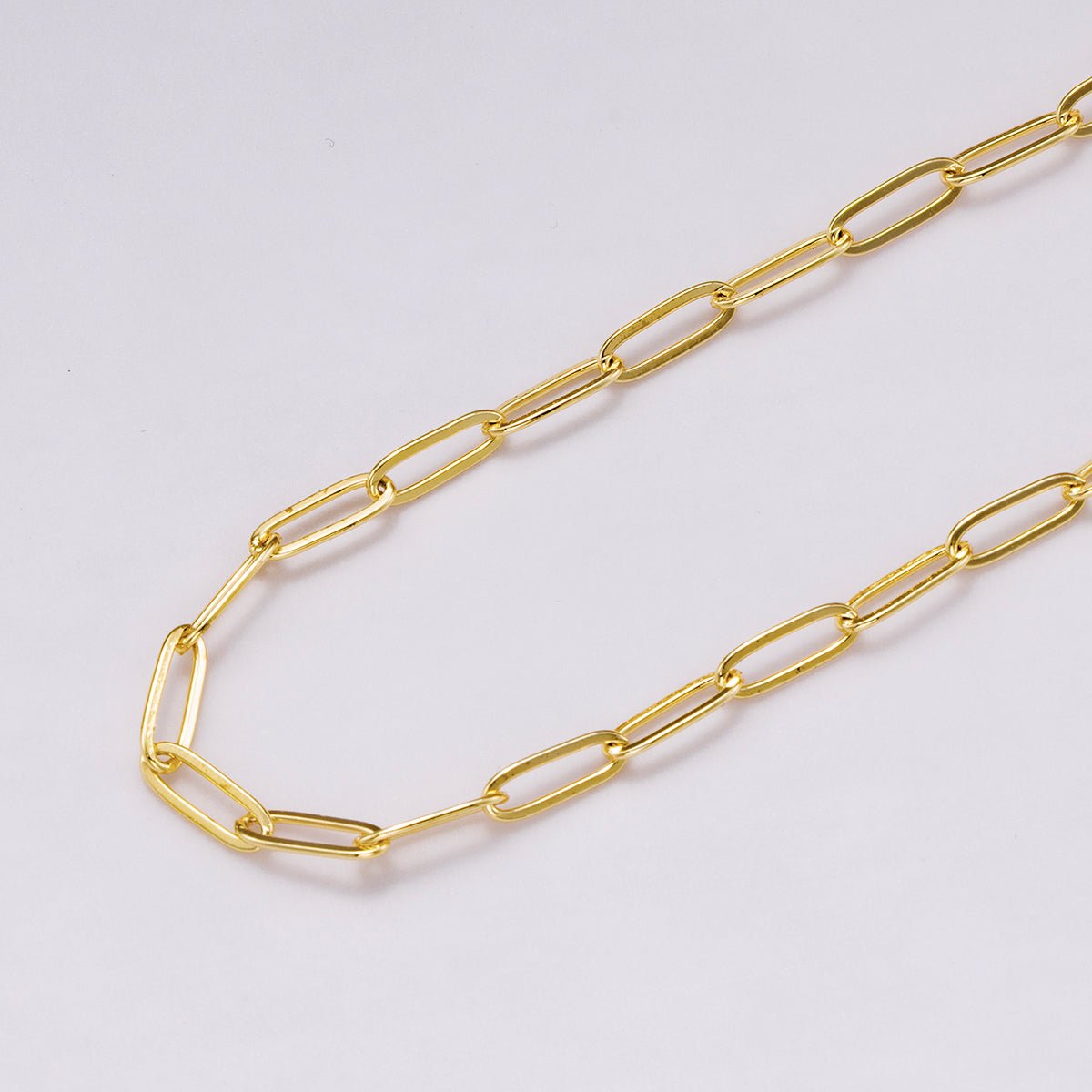 24K Gold Filled 4mm Minimalist Paperclip Unfinished Chain by Yard | Roll - 01868 - DLUXCA