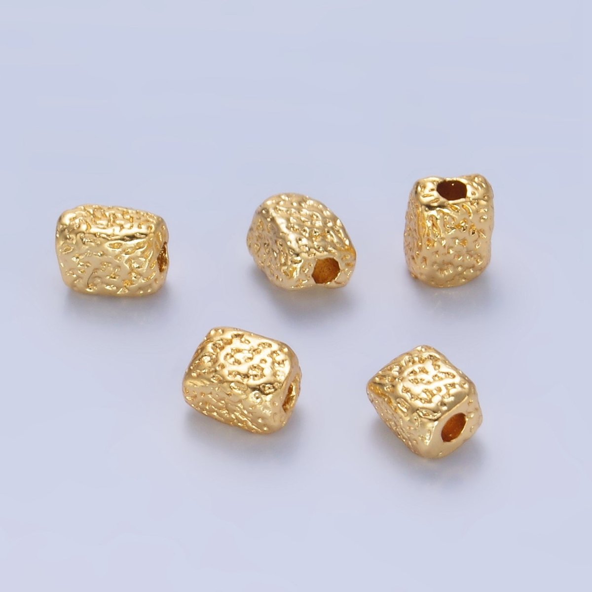 24K Gold Filled 4mm Rectangle Abstract Textured Bead Spacer | B - 094 - DLUXCA