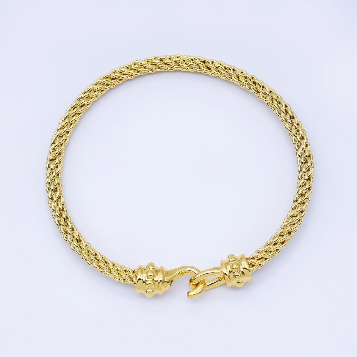 24K Gold Filled 4mm Twisted Rope Mixed Metal Bangle Bracelet Men Woman Jewelry | WA - 3891 - DLUXCA
