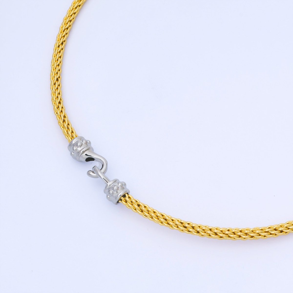 24K Gold Filled 4mm Twisted Rope Mixed Metal Necklace | WA - 3898 - DLUXCA