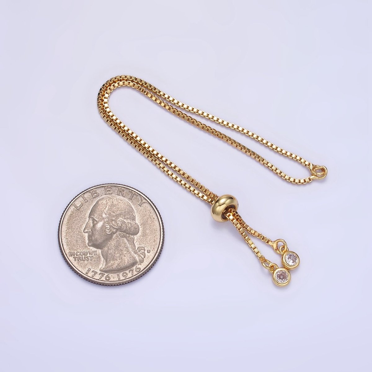 24K Gold Filled 5 Inch Box Chain Bracelet Slider Findings | L525 - DLUXCA