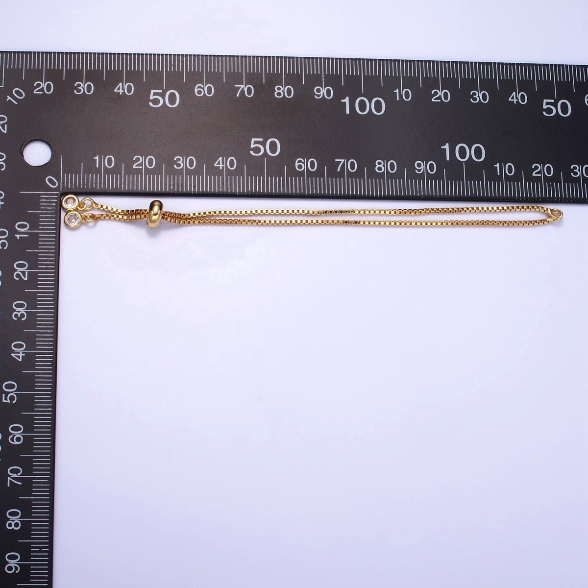 24K Gold Filled 5 Inch Box Chain Bracelet Slider Findings | L525 - DLUXCA