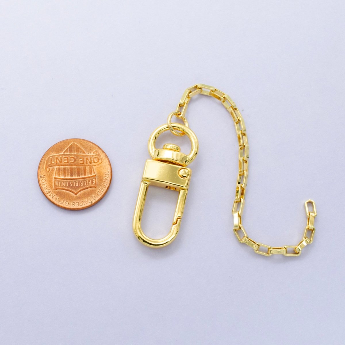 24K Gold Filled 5 - Inch Box Link Chain Bag Purse Charm Swivel Keychain Findings | WA - 2908 - DLUXCA