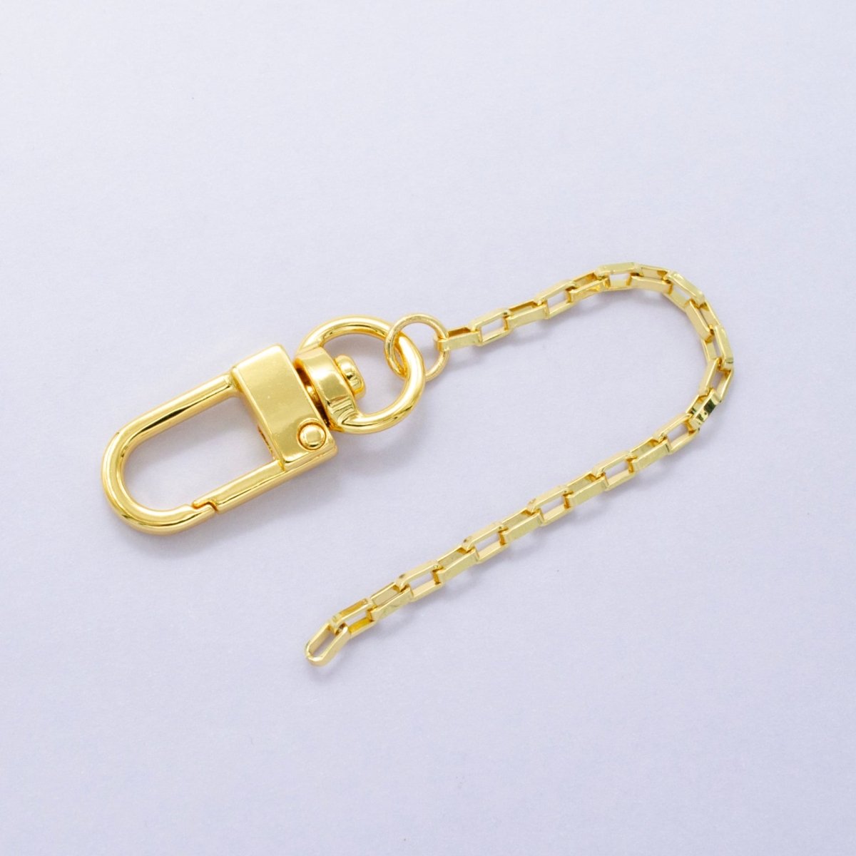 24K Gold Filled 5 - Inch Box Link Chain Bag Purse Charm Swivel Keychain Findings | WA - 2908 - DLUXCA