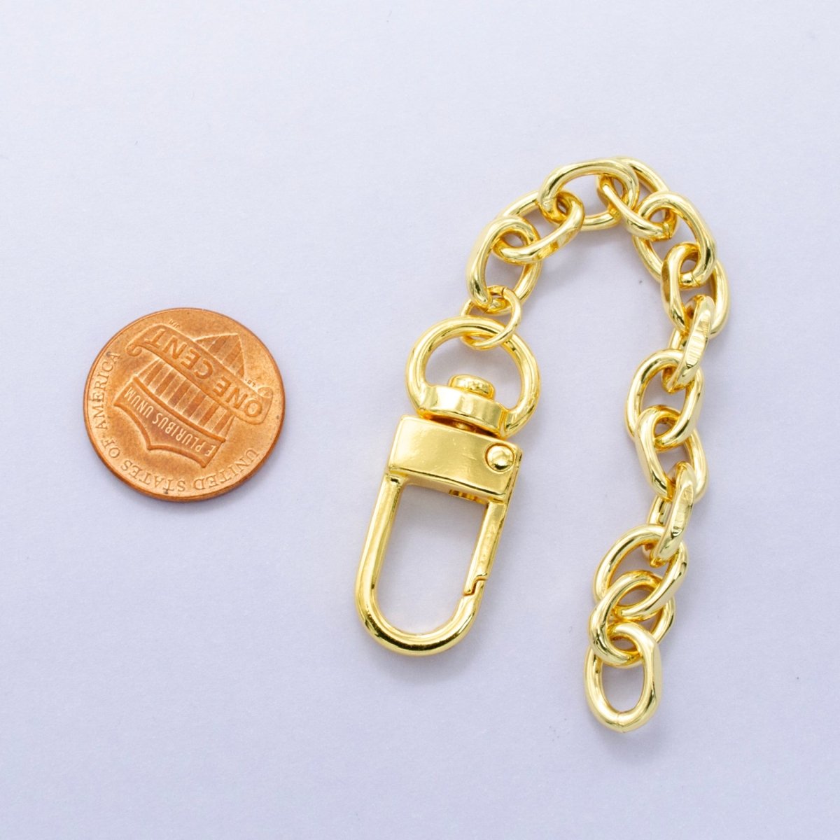 24K Gold Filled 5 - Inch Cable Chain Bag Purse Charm Swivel Keychain Findings | WA - 2898 - DLUXCA