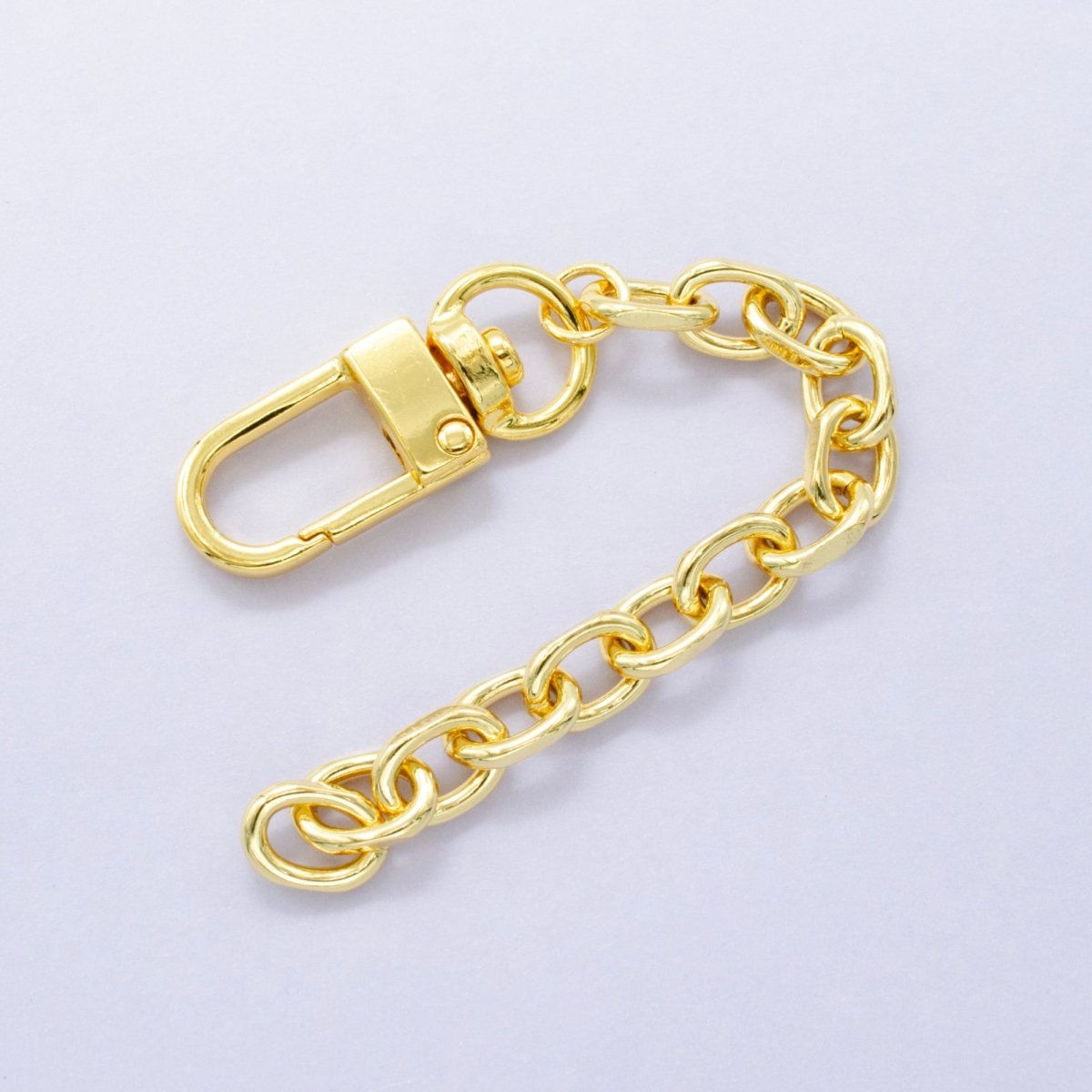 24K Gold Filled 5 - Inch Cable Chain Bag Purse Charm Swivel Keychain Findings | WA - 2898 - DLUXCA