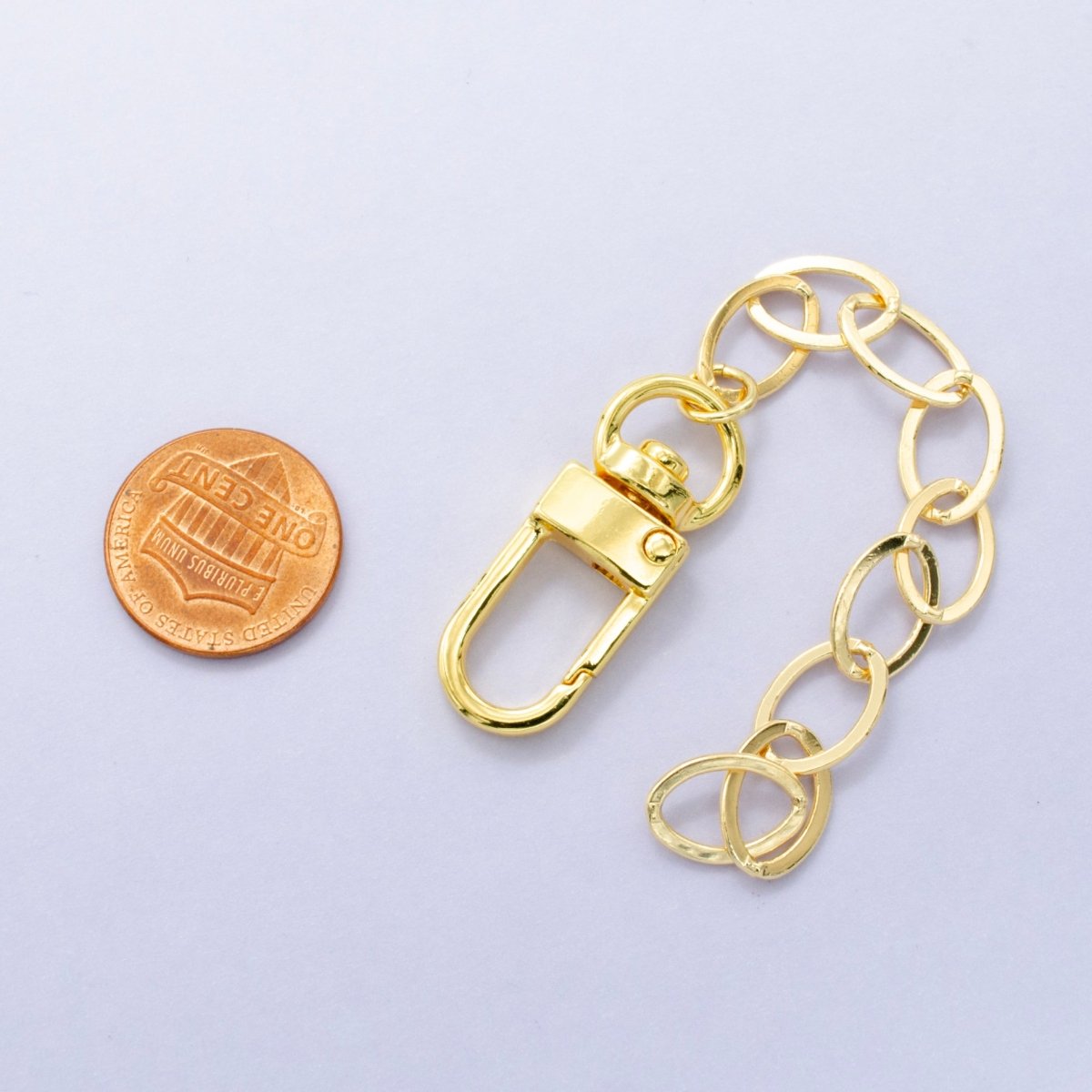 24K Gold Filled 5 - Inch Cable Link Chain Curb Bag Purse Charm Swivel Keychain Findings | WA - 2895 - DLUXCA