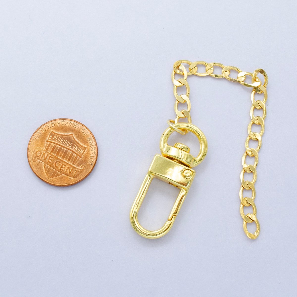 24K Gold Filled 5 - Inch Concave Curb Chain Bag Purse Charm Swivel Keychain Findings | WA - 2910 - DLUXCA