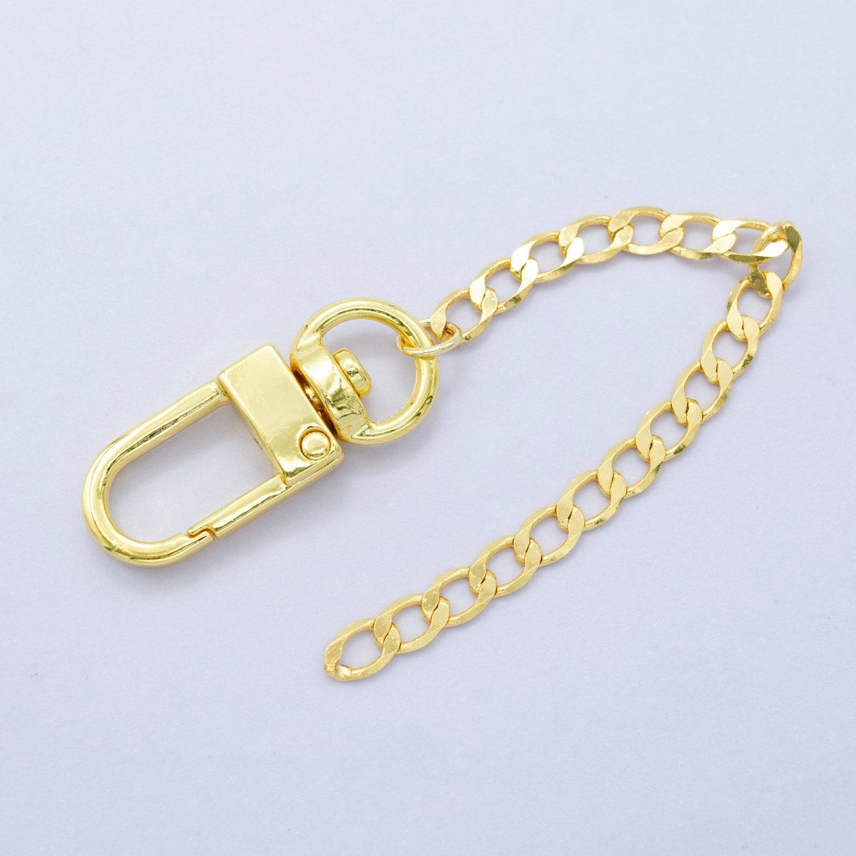 24K Gold Filled 5 - Inch Concave Curb Chain Bag Purse Charm Swivel Keychain Findings | WA - 2910 - DLUXCA