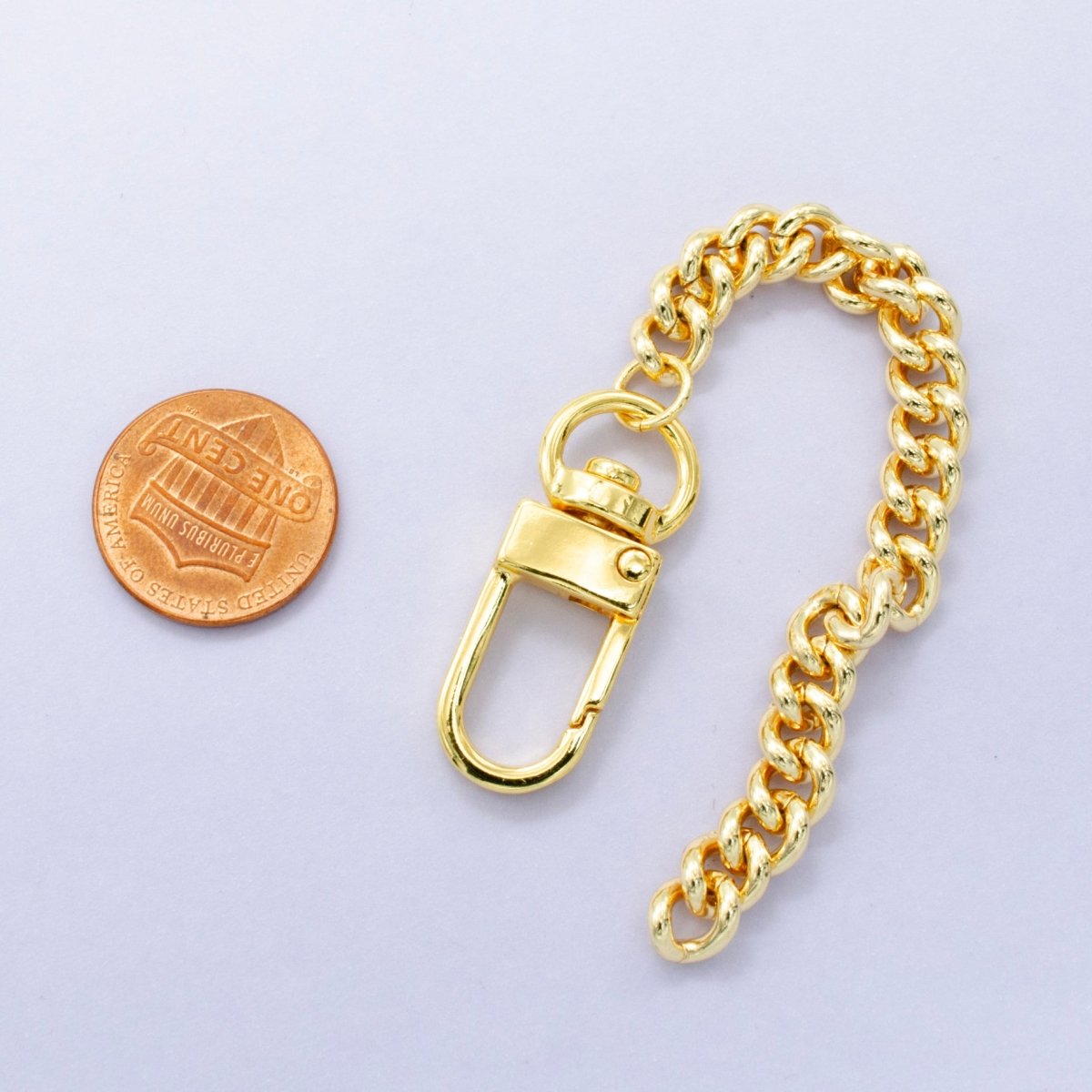 24K Gold Filled 5 - Inch Cuban Curb Bag Purse Charm Swivel Keychain Findings | WA - 2896 - DLUXCA