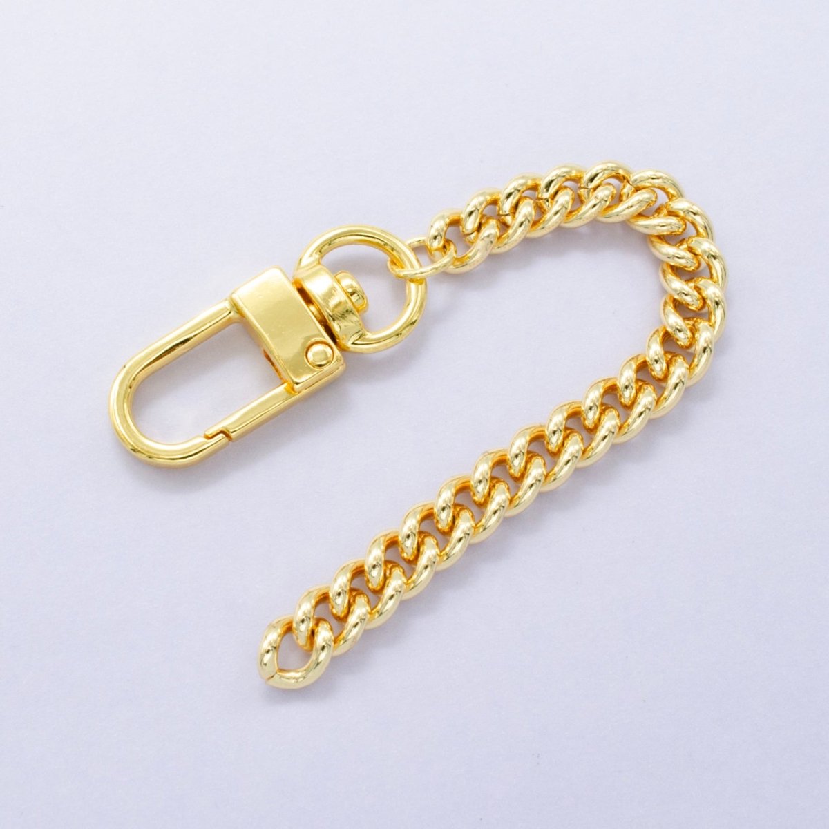 24K Gold Filled 5 - Inch Cuban Curb Bag Purse Charm Swivel Keychain Findings | WA - 2896 - DLUXCA