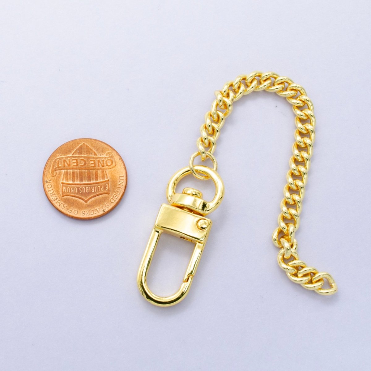 24K Gold Filled 5 - Inch Curb Chain Bag Purse Charm Swivel Keychain Findings | WA - 2904 - DLUXCA