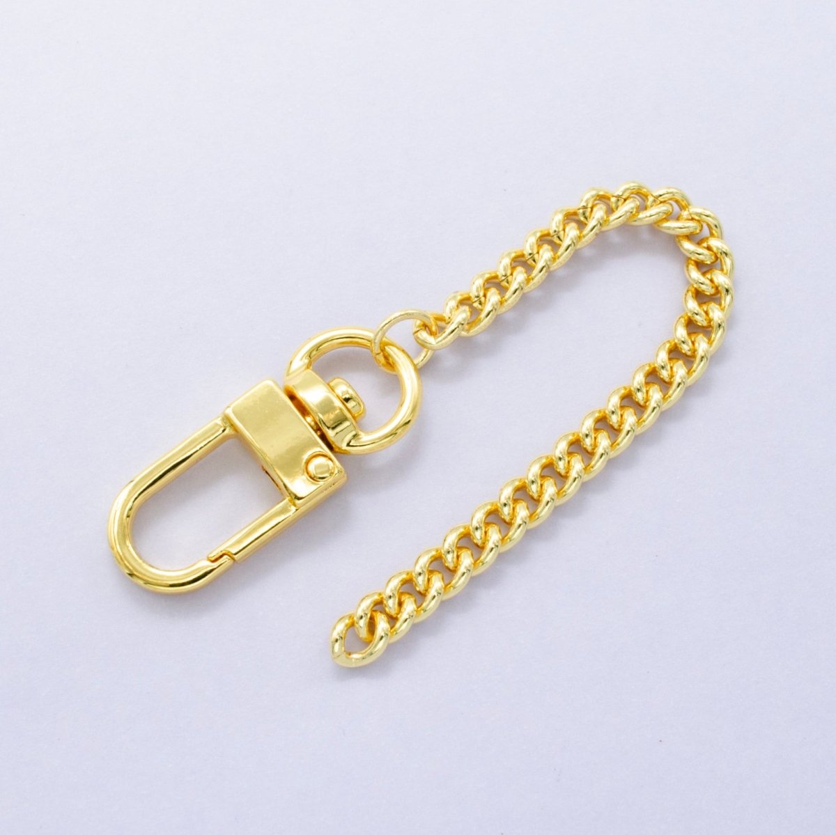 24K Gold Filled 5 - Inch Curb Chain Bag Purse Charm Swivel Keychain Findings | WA - 2904 - DLUXCA