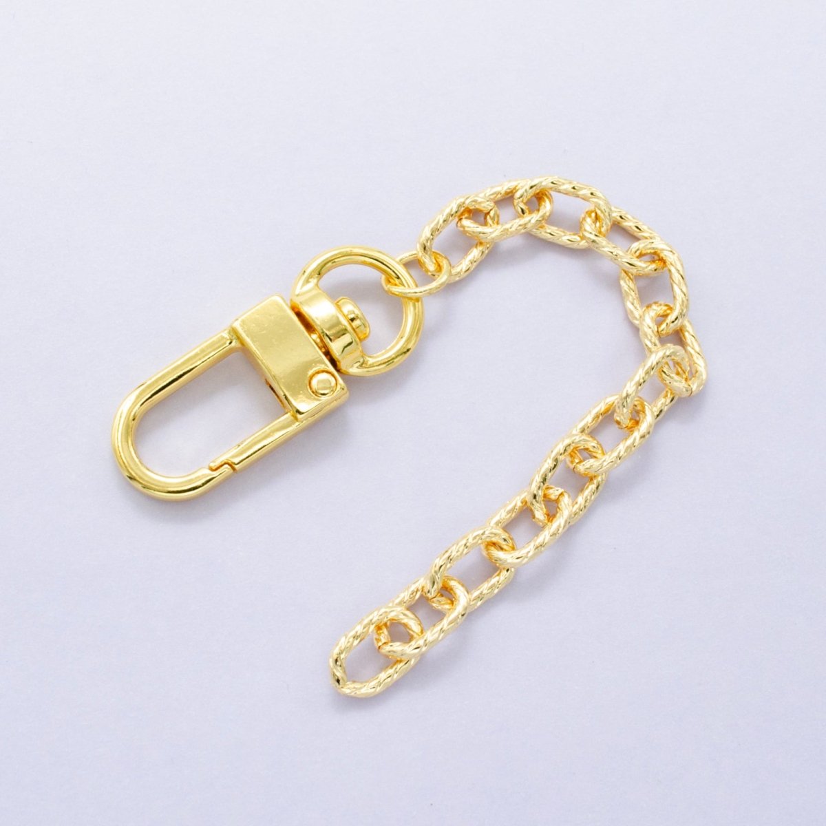 24K Gold Filled 5 - Inch Lined Paperclip Chain Bag Purse Charm Swivel Keychain Findings | WA - 2902 - DLUXCA