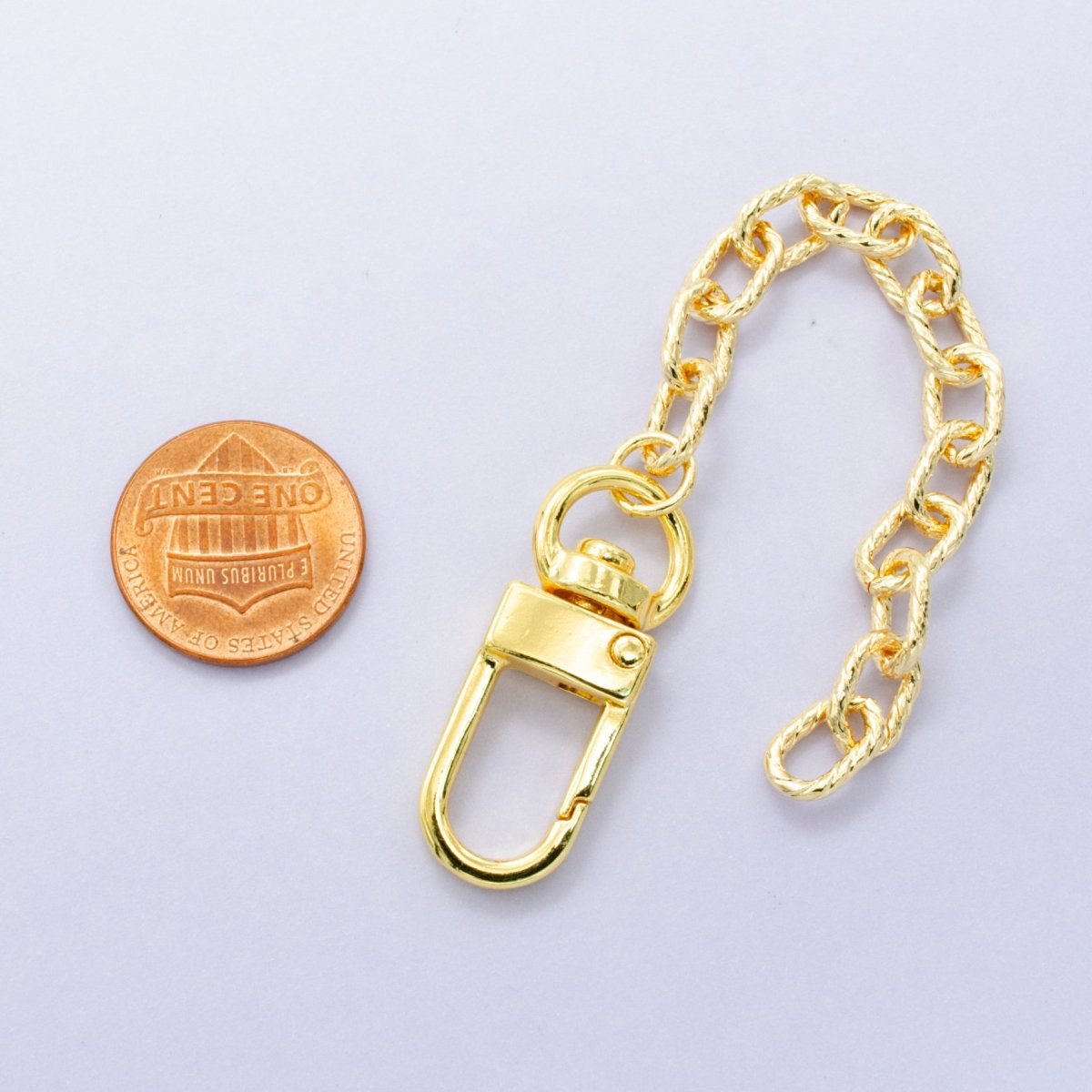 24K Gold Filled 5 - Inch Lined Paperclip Chain Bag Purse Charm Swivel Keychain Findings | WA - 2902 - DLUXCA