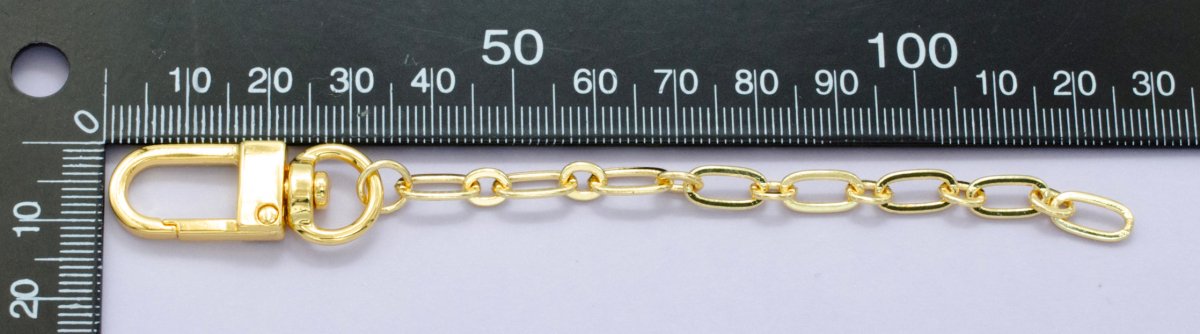 24K Gold Filled 5 - Inch Paperclip Rolo Link Chain Bag Purse Charm Swivel Keychain Findings | WA - 2900 - DLUXCA