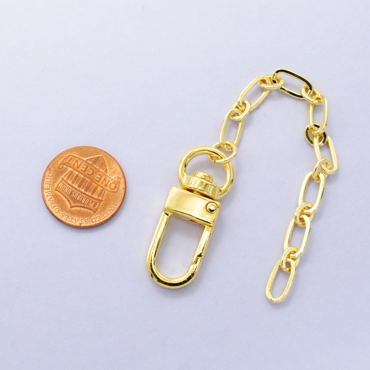 24K Gold Filled 5 - Inch Paperclip Rolo Link Chain Bag Purse Charm Swivel Keychain Findings | WA - 2900 - DLUXCA