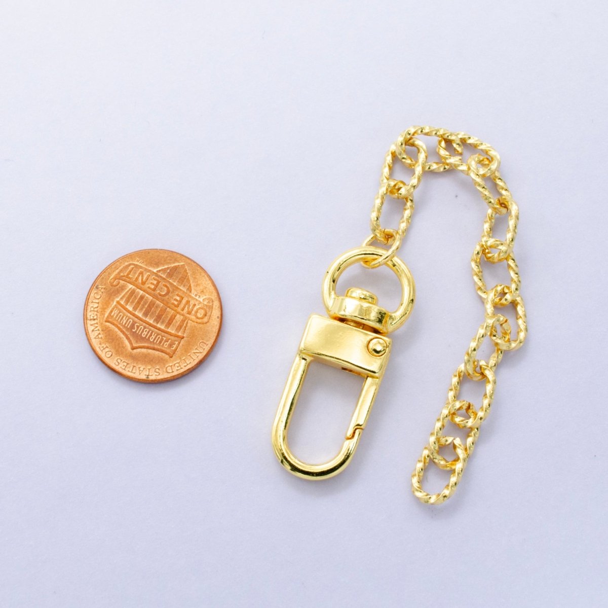 24K Gold Filled 5 - Inch Twisted Cable Chain Bag Purse Charm Swivel Keychain Findings | WA - 2897 - DLUXCA