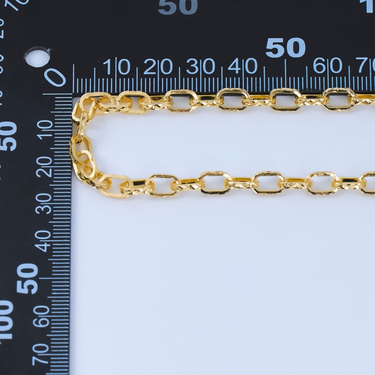 24K Gold Filled 5.4mm Hammered Textured Paperclip Unfinished Chain by Yard | ROLL - 1670 - DLUXCA