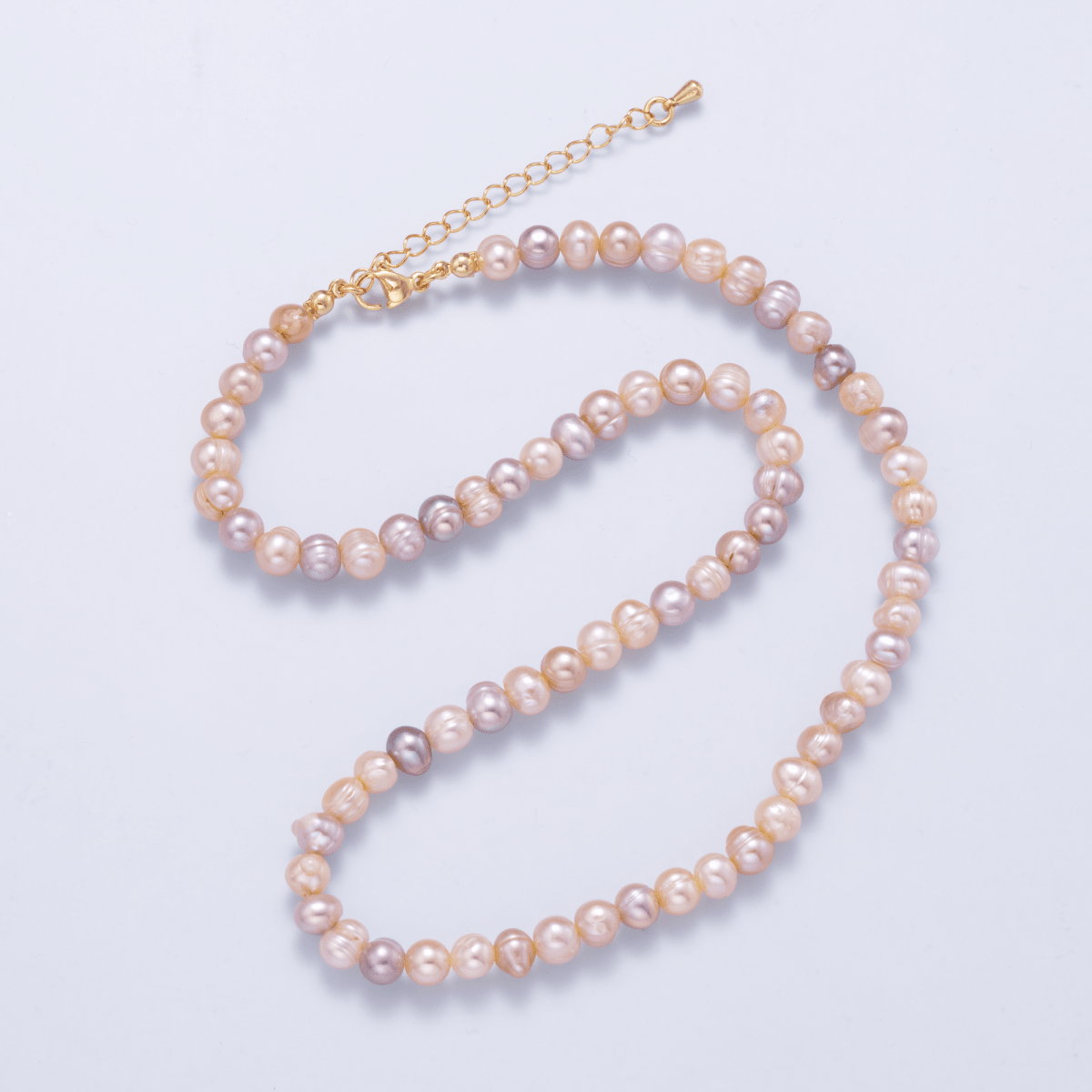 24K Gold Filled 5.5mm Pink Purple Gradient Freshwater Pearl 16 Inch Necklace | WA - 3019 - DLUXCA