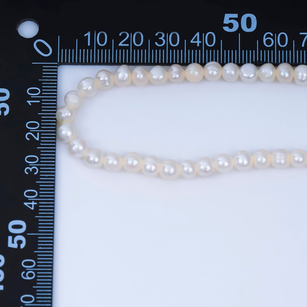 24K Gold Filled 5.5mm Round Freshwater Pearl Chain 14 Inch Necklace with Extender | WA - 1007 - DLUXCA