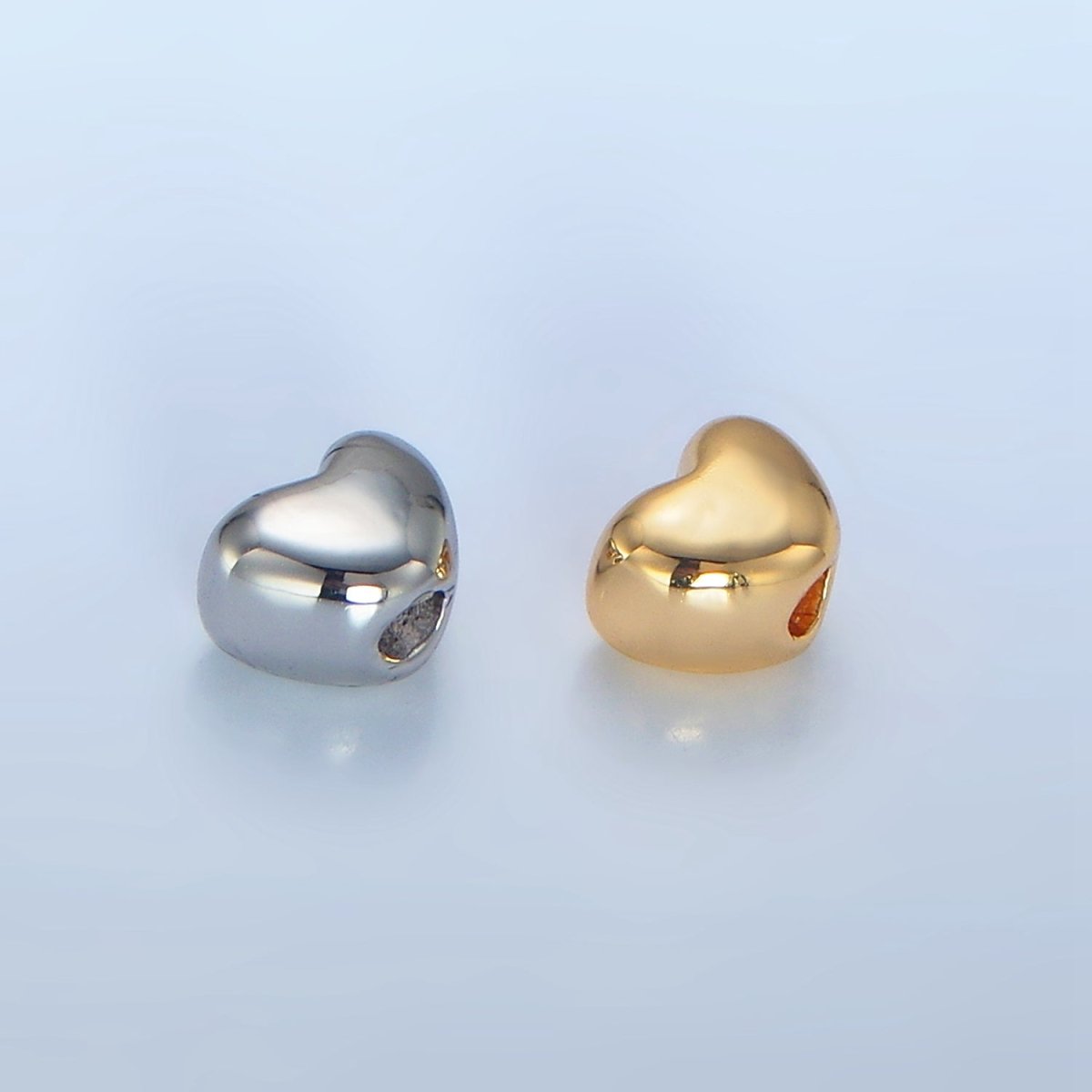 24K Gold Filled 5mm Chubby Heart Minimalist Bead in Gold & Silver | B063 - DLUXCA