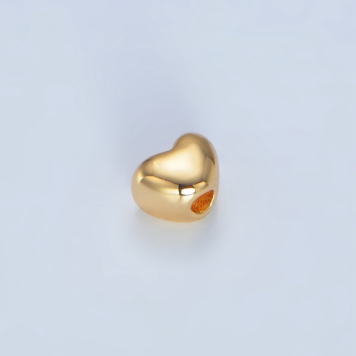 24K Gold Filled 5mm Chubby Heart Minimalist Bead in Gold & Silver | B063 - DLUXCA