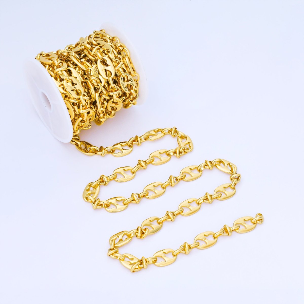 24K Gold Filled 5mm Open Teardrop Tag Oval Cable Geometric Unfinished Chain by Yard | Roll - 1996 - DLUXCA