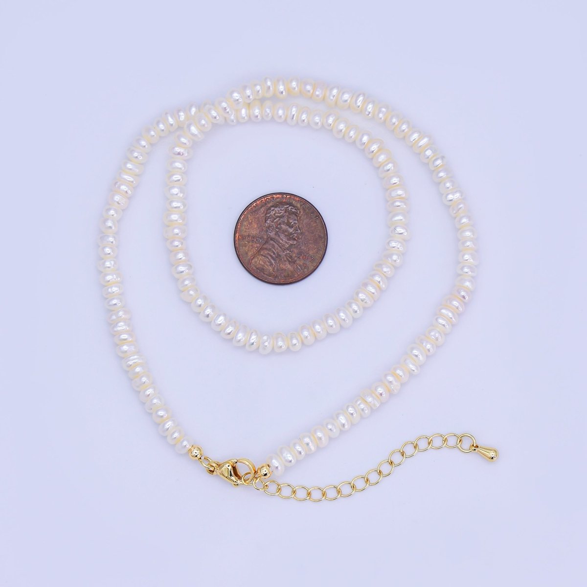 24K Gold Filled 5mm Rhondelle Freshwater Pearl 15 Inch Necklace | WA - 3142 - DLUXCA