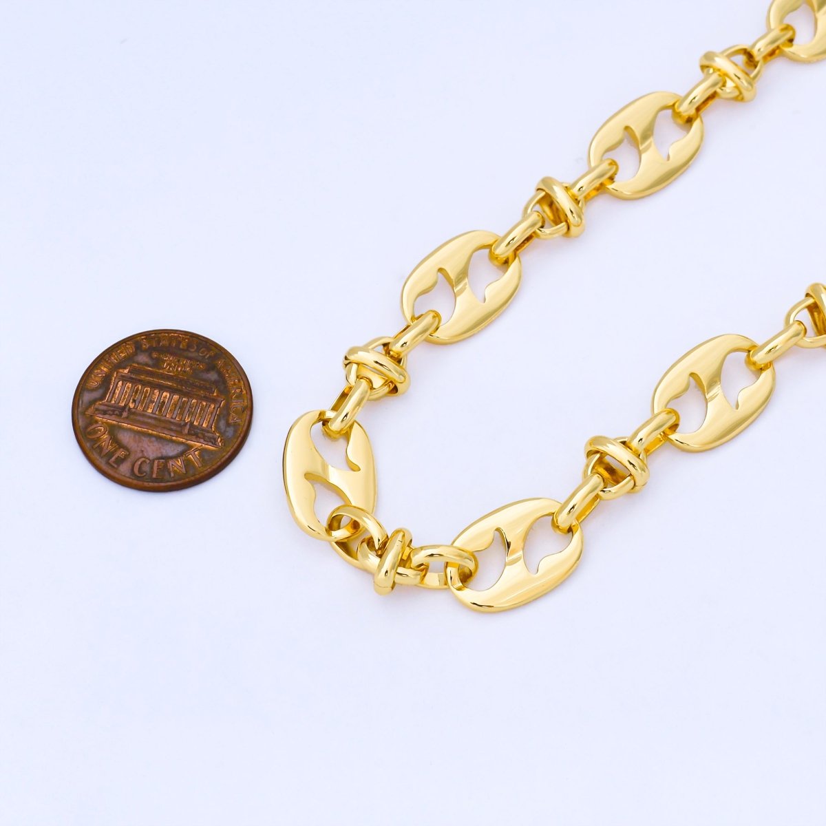 24K Gold Filled 5mm Unique Staidum Oval Cable Geometric Unfinished Chain by Yard | Roll - 1996 - DLUXCA