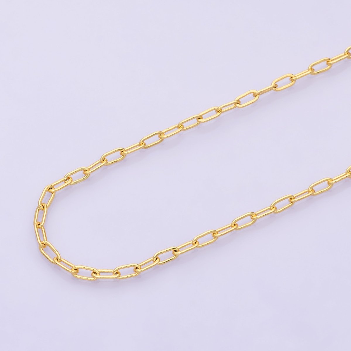 24K Gold Filled 5mm x 2.4mm Thin Minimalist Paperclip Unfinished Chain by Yard | Roll-01834 - DLUXCA