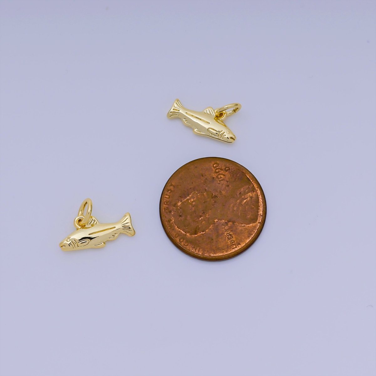 24K Gold Filled 6.5mm Pisces Sea Fish Animal Charm | AJ - 382 - DLUXCA