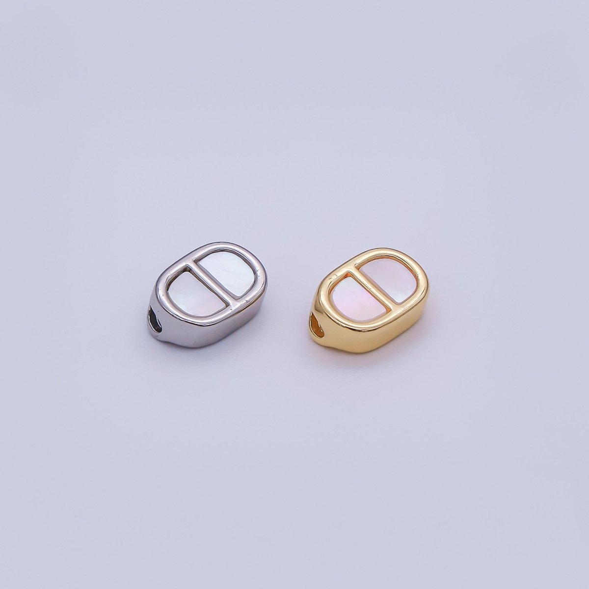 24K Gold Filled 6.6mm Shell Pearl Anchor Charm in Gold & Silver | B440 - DLUXCA