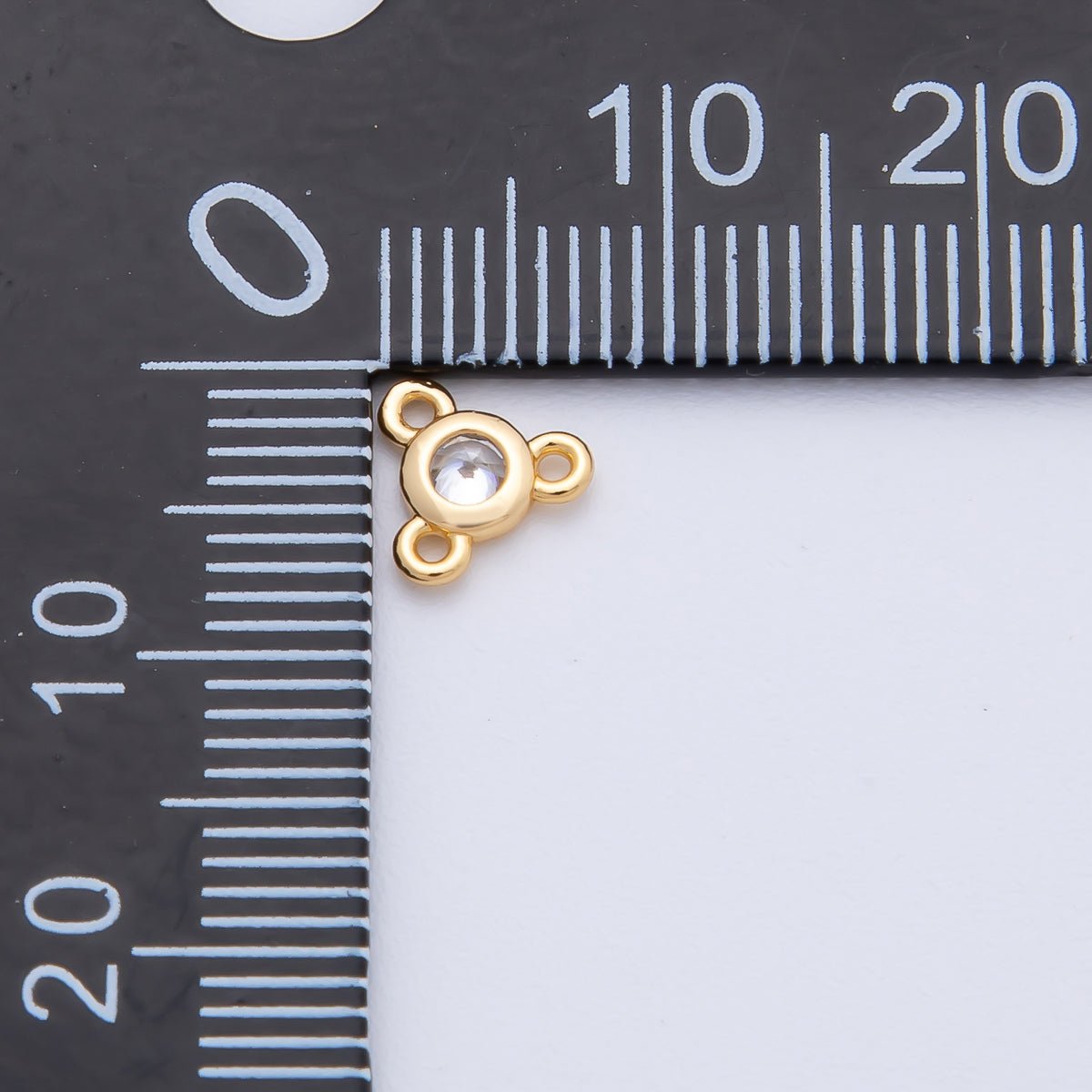 24K Gold Filled 6mm CZ Round Bezel Triple Connector Finding | Z1479 - Z1481 - DLUXCA
