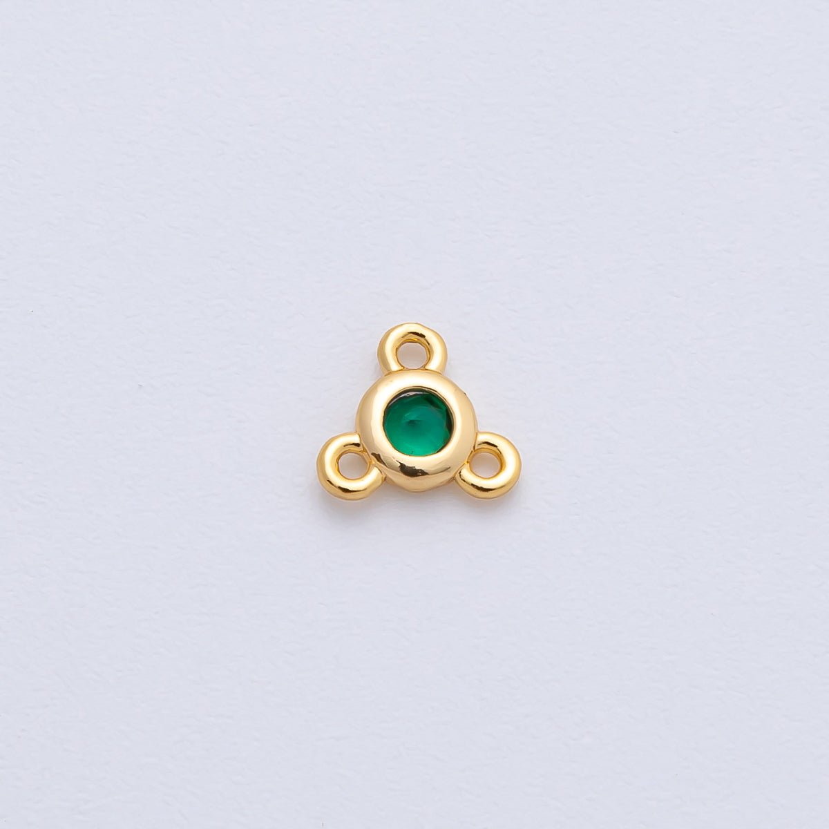 24K Gold Filled 6mm CZ Round Bezel Triple Connector Finding | Z1479 - Z1481 - DLUXCA