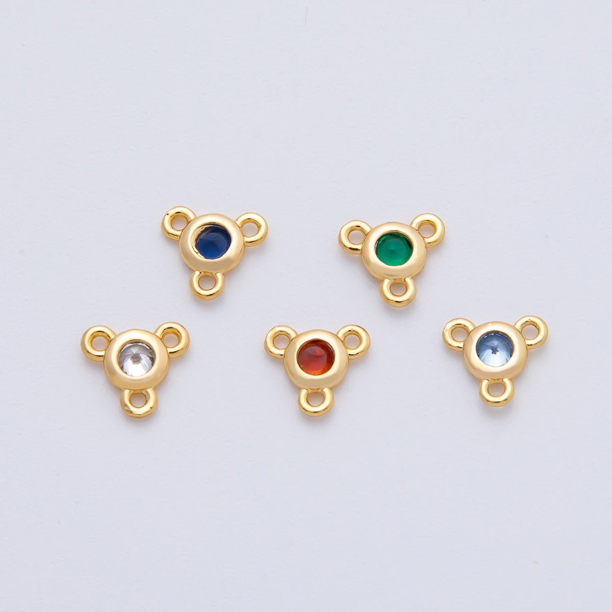 24K Gold Filled 6mm CZ Round Bezel Triple Connector Finding | Z1479 - Z1481 - DLUXCA