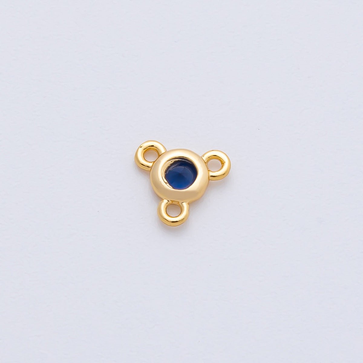 24K Gold Filled 6mm CZ Round Bezel Triple Connector Finding | Z1479 - Z1481 - DLUXCA