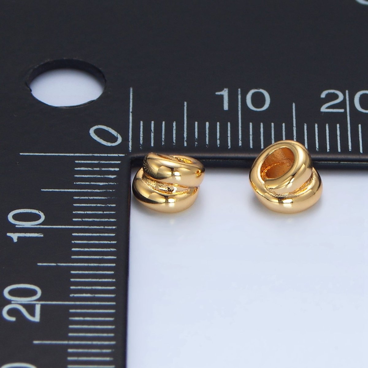 24K Gold Filled 6mm Double Band Minimalist Bead | B562 - DLUXCA