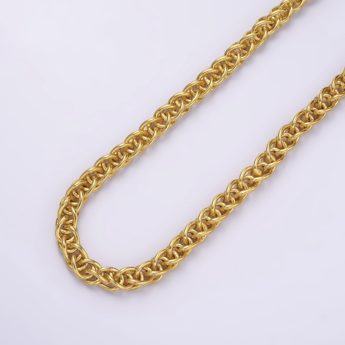 24K Gold Filled 6mm Foxtail Wheat Unfinished Chain by Yard in Gold & Silver | Roll - 1544 Roll - 1545 - DLUXCA