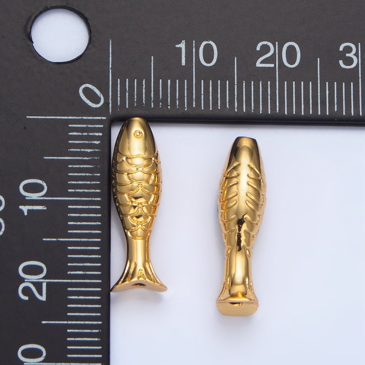 24K Gold Filled 6mm Minimalist Fish Sea Animal Bead | B515 - DLUXCA